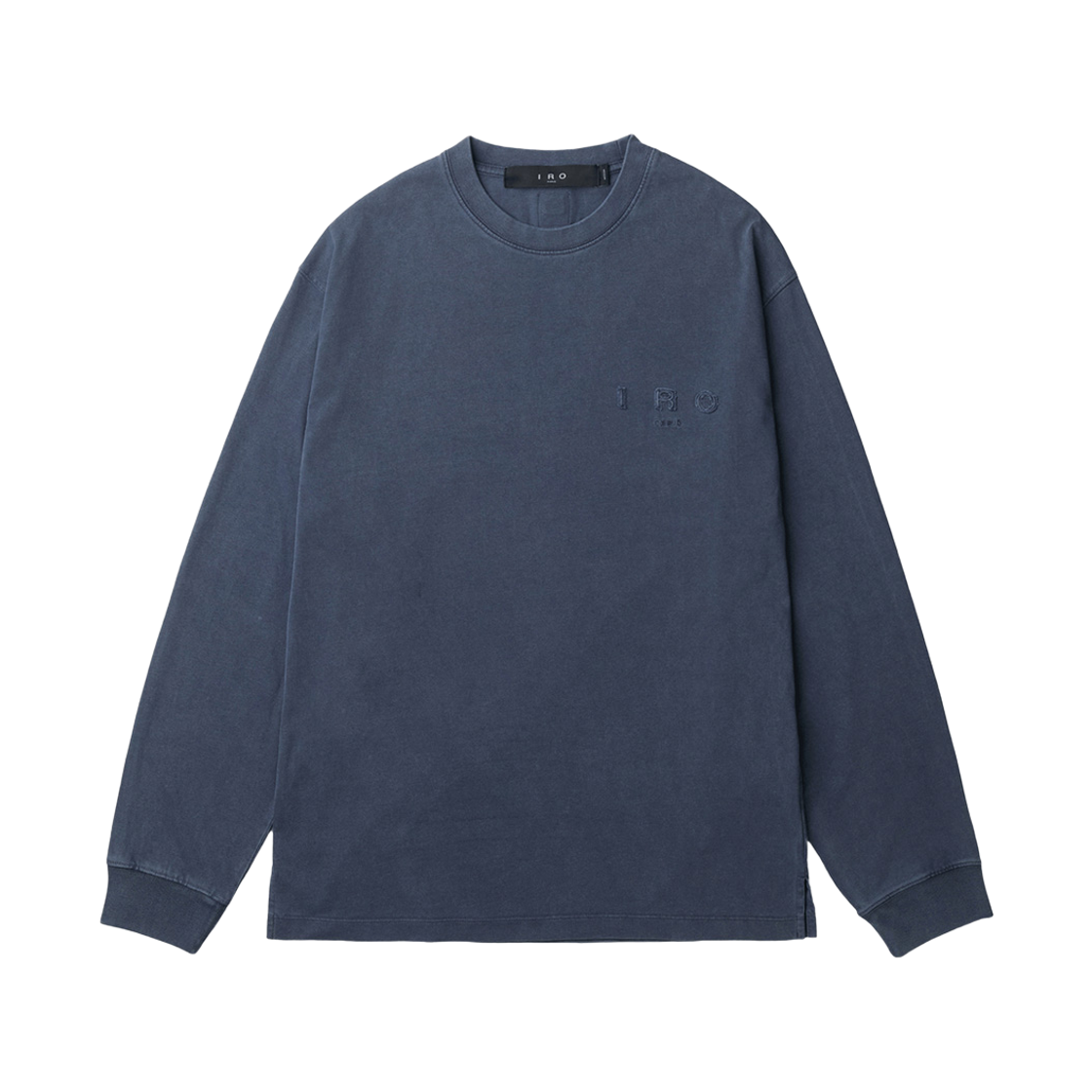 이로 옹브르 로고 아플리케 다잉 긴팔 티셔츠 다크 블루(Iro Ombre Logo Applique Dyeing Long Sleeve T-Shirt Dark Blue)