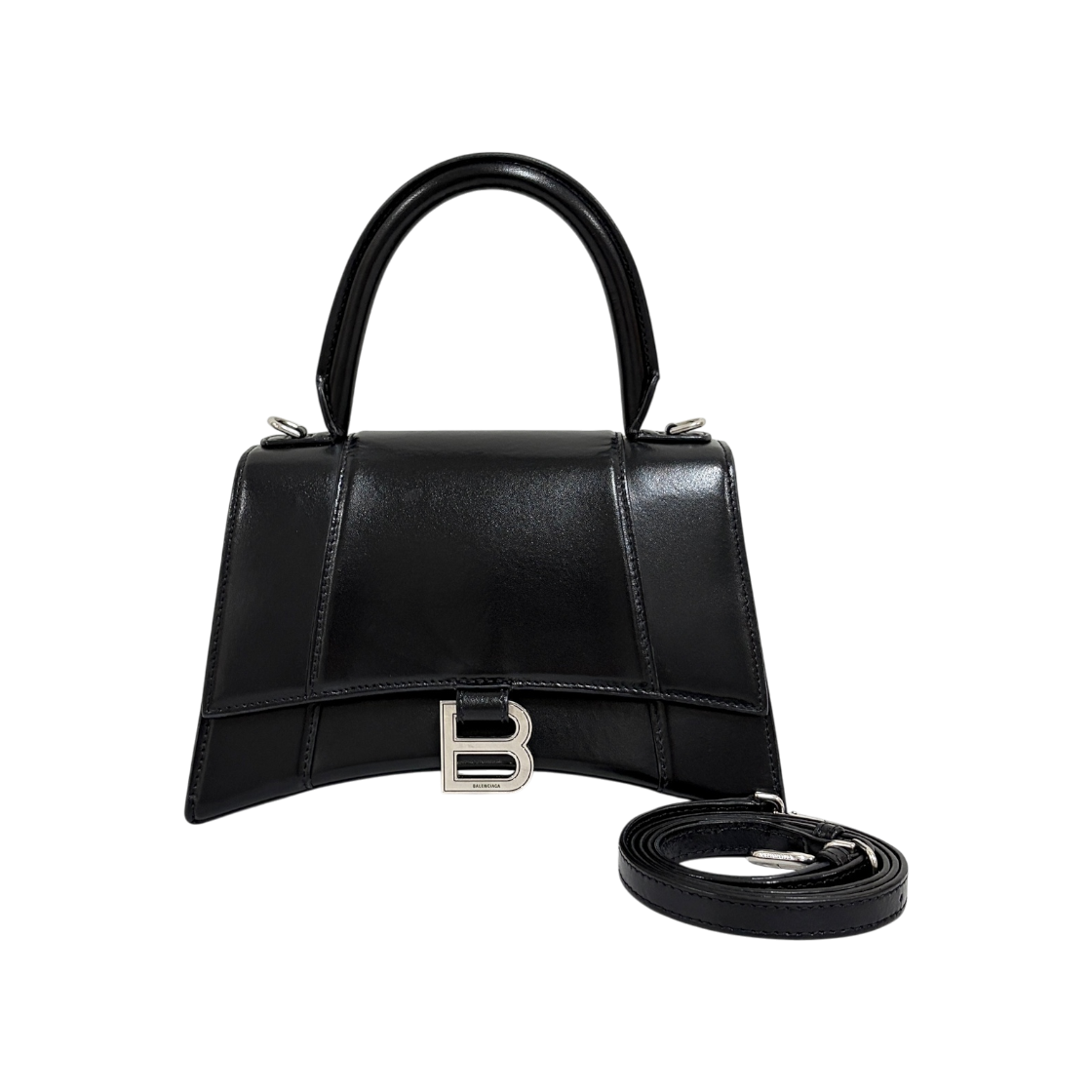 ITOU54ET9UNS Balenciaga Hourglass Small Tote Bag Black 593546