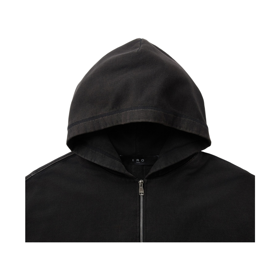 이로 푸그 백로고 아트웍 다잉 후드 집업 블랙(Iro Fugue Back Logo Artwork Dyeing Hood Zip-Up Black) - 4