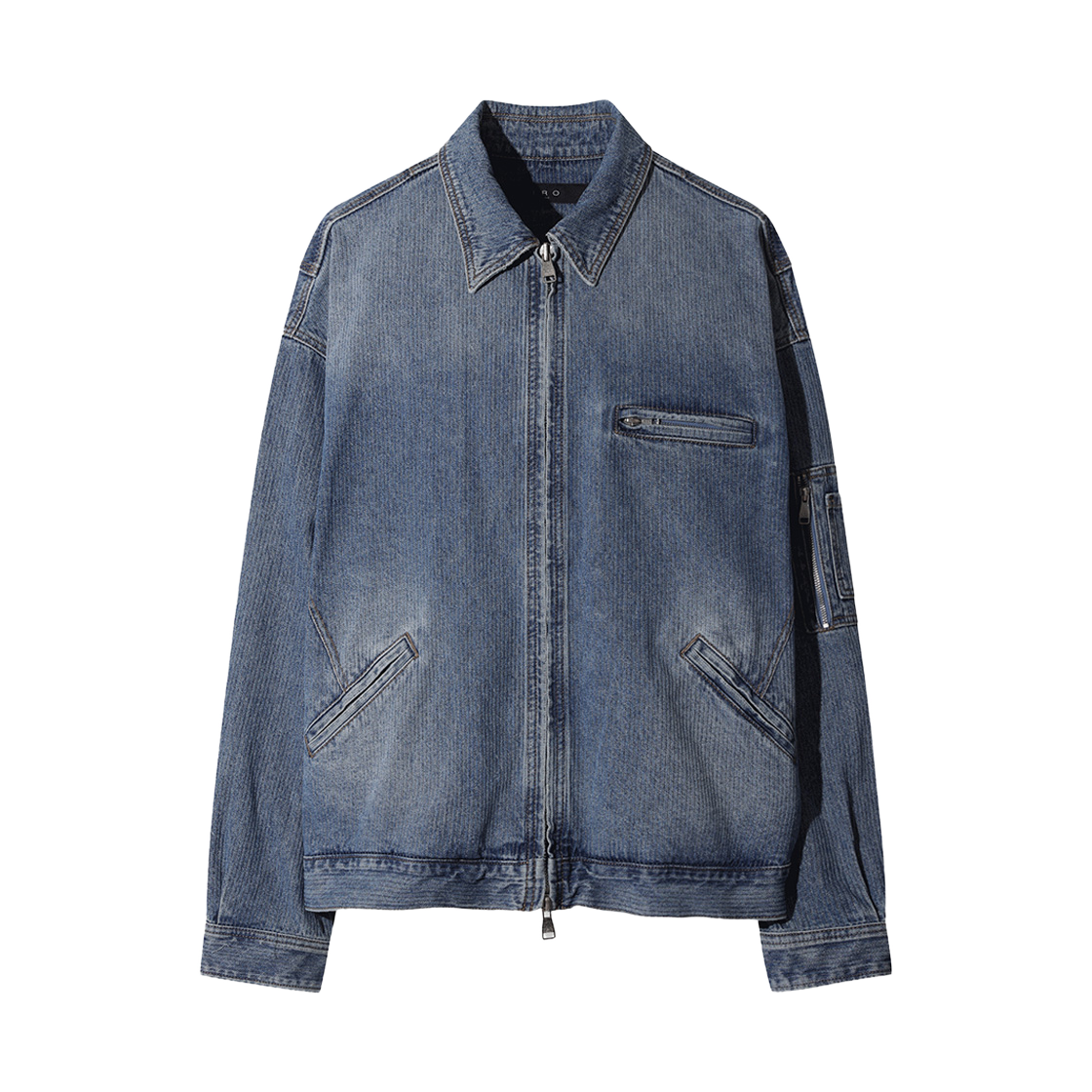 이로 아스웨트트 데님 집업 블루종 라이트 블루(Iro Asphalre Denim Zip-Up Blouson Light Blue) - 1