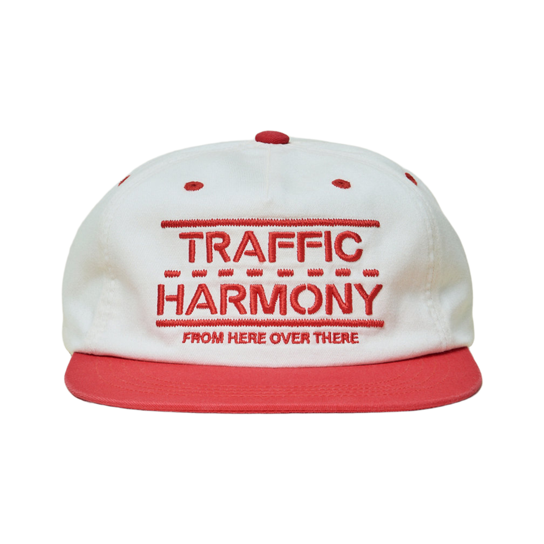 THUTH00651RDD Traffic Harmony Traffic Lane Logo Trucker Hat Ivory & Red