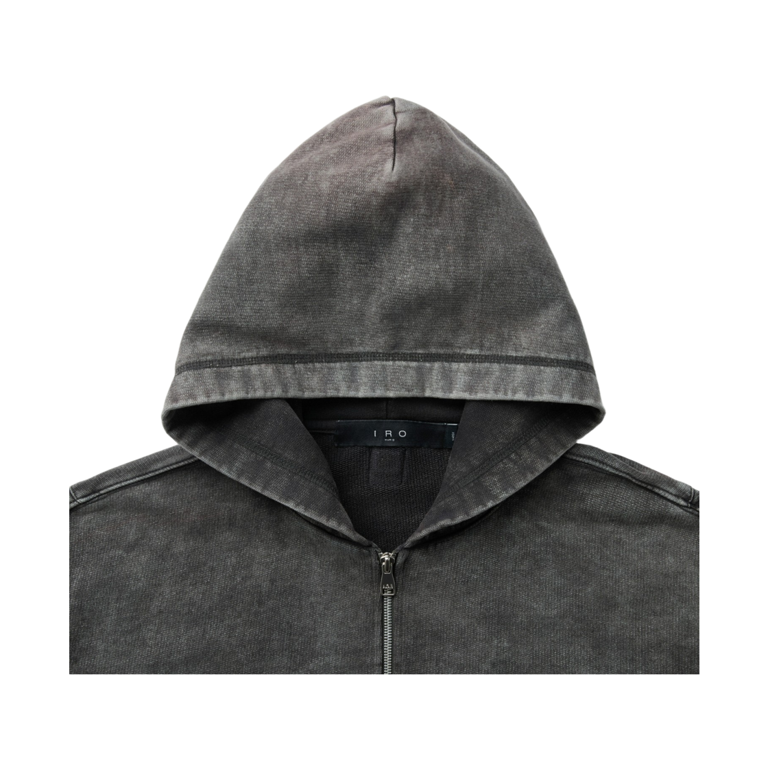 이로 푸그 백로고 아트웍 다잉 후드 집업 다크 그레이(Iro Fugue Back Logo Artwork Dyeing Hood Zip-Up Dark Gray) - 4
