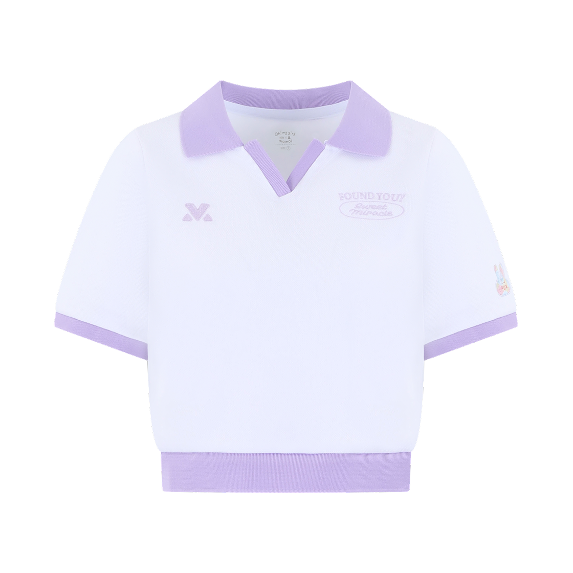 OMGKN01PU Oh! my girl x momoi Crop Knit Polo Shirt Purple