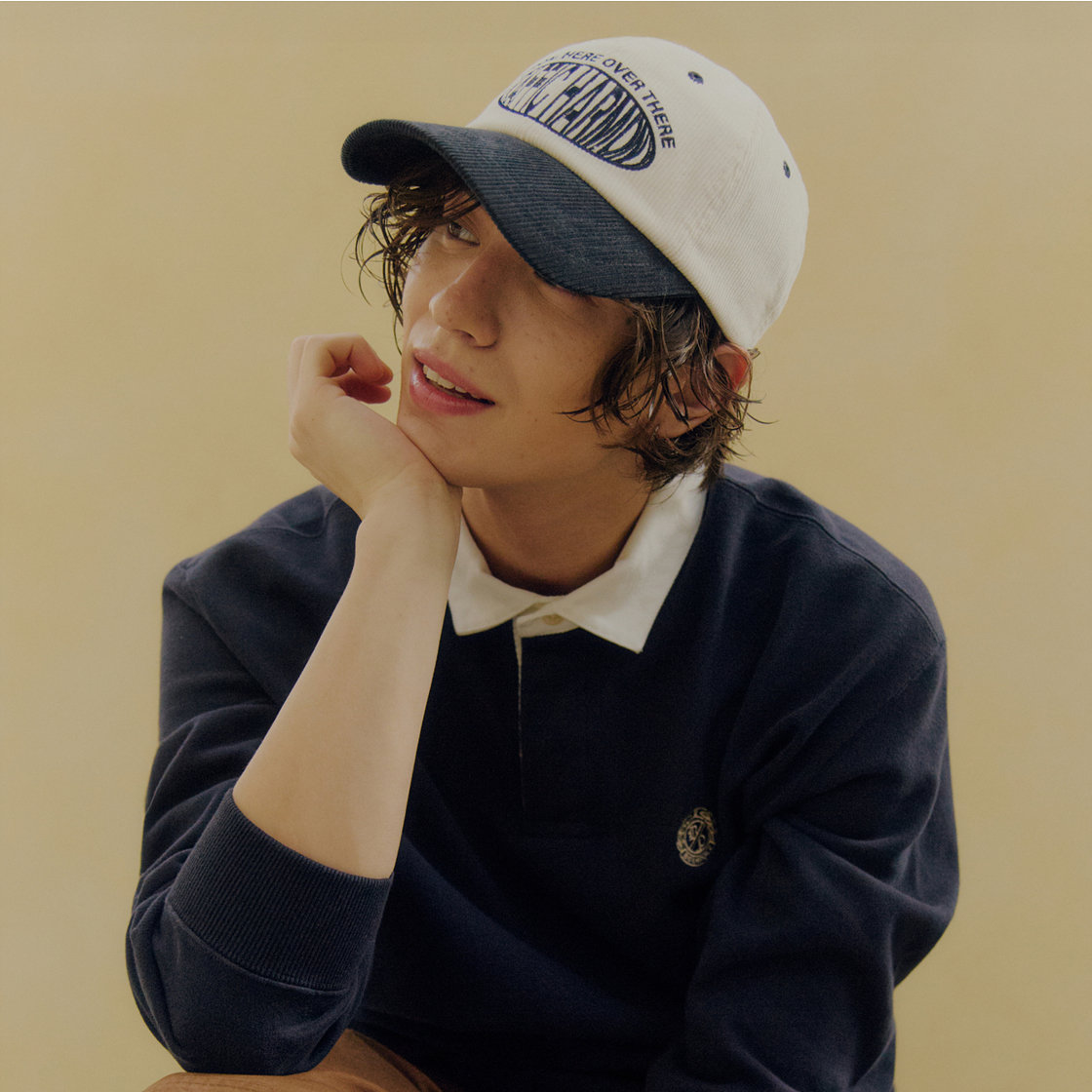트래픽하모니 코듀로이 라운드 로고 딥핏 볼캡 아이보리&네이비(Traffic Harmony Corduroy Round Logo Deep Fit Ball Cap Ivory & Navy) - 3