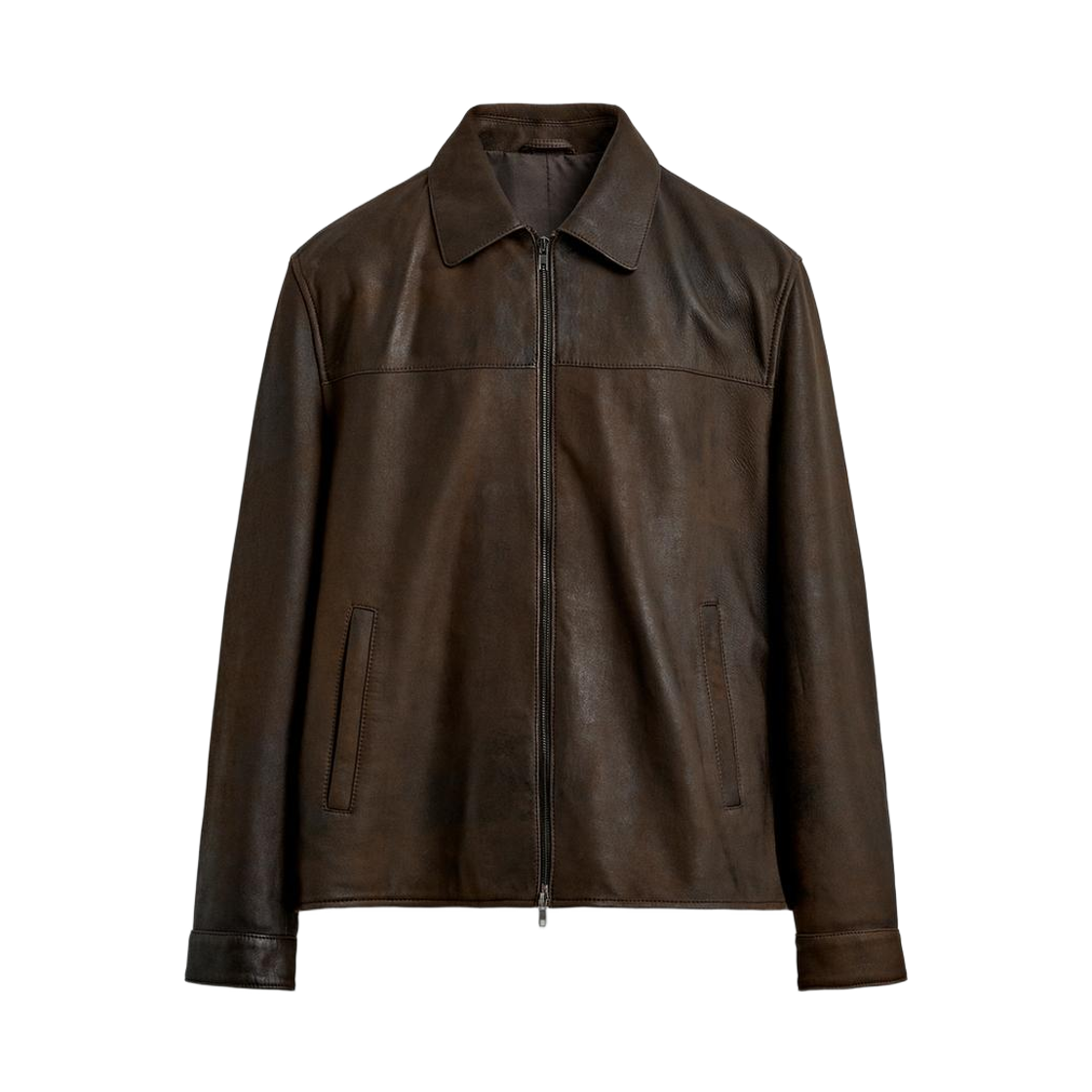 자라 빈티지 이펙트 레더 자켓 다크 브라운(Zara Vintage Effect Leather Jacket Dark Brown) - 1