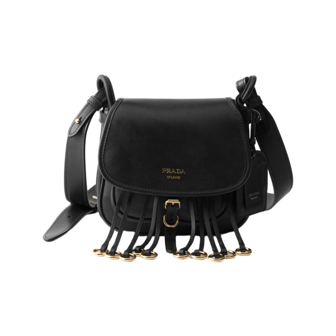 1BD412-2ZRN-F0002 Prada Corsaire Aged Leather Mini Shoulder Bag Black