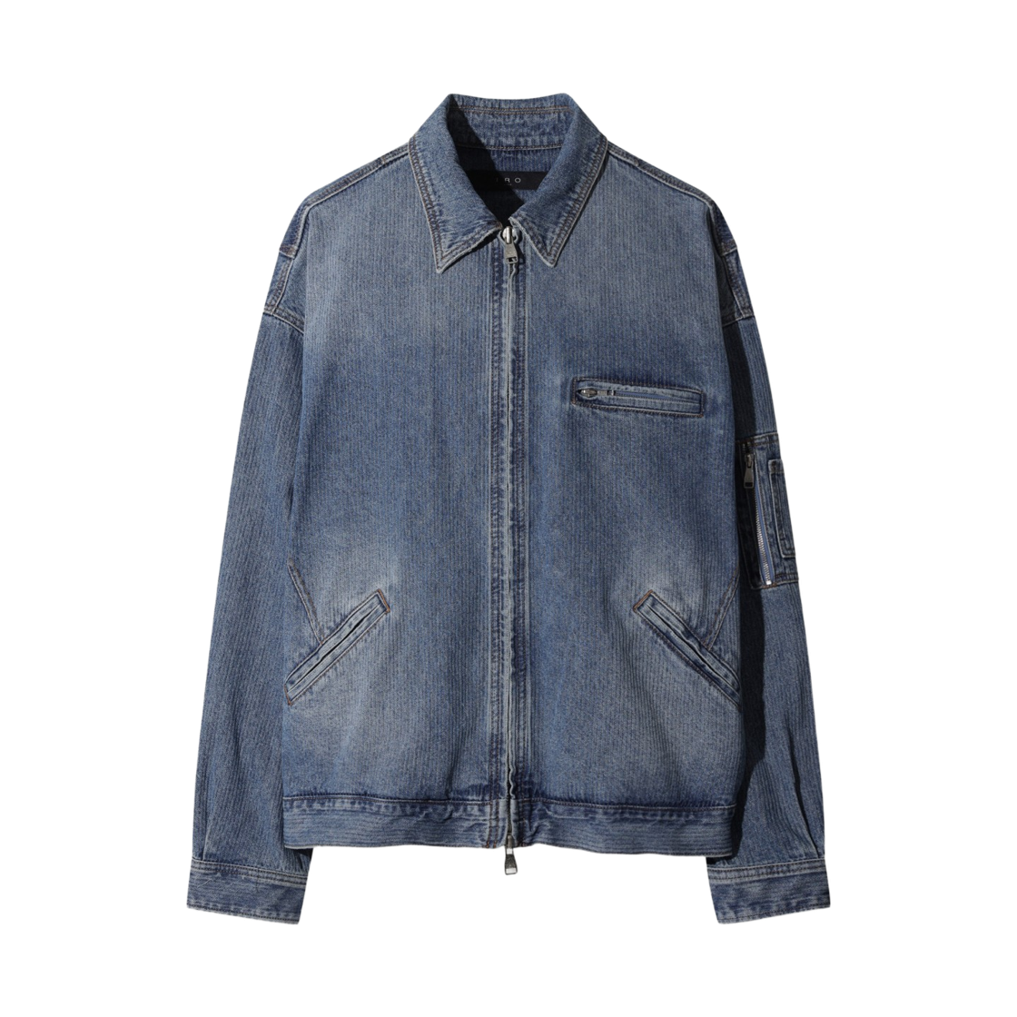 이로 아스웨트트 데님 집업 블루종 라이트 블루(Iro Asphalre Denim Zip-Up Blouson Light Blue) - 2