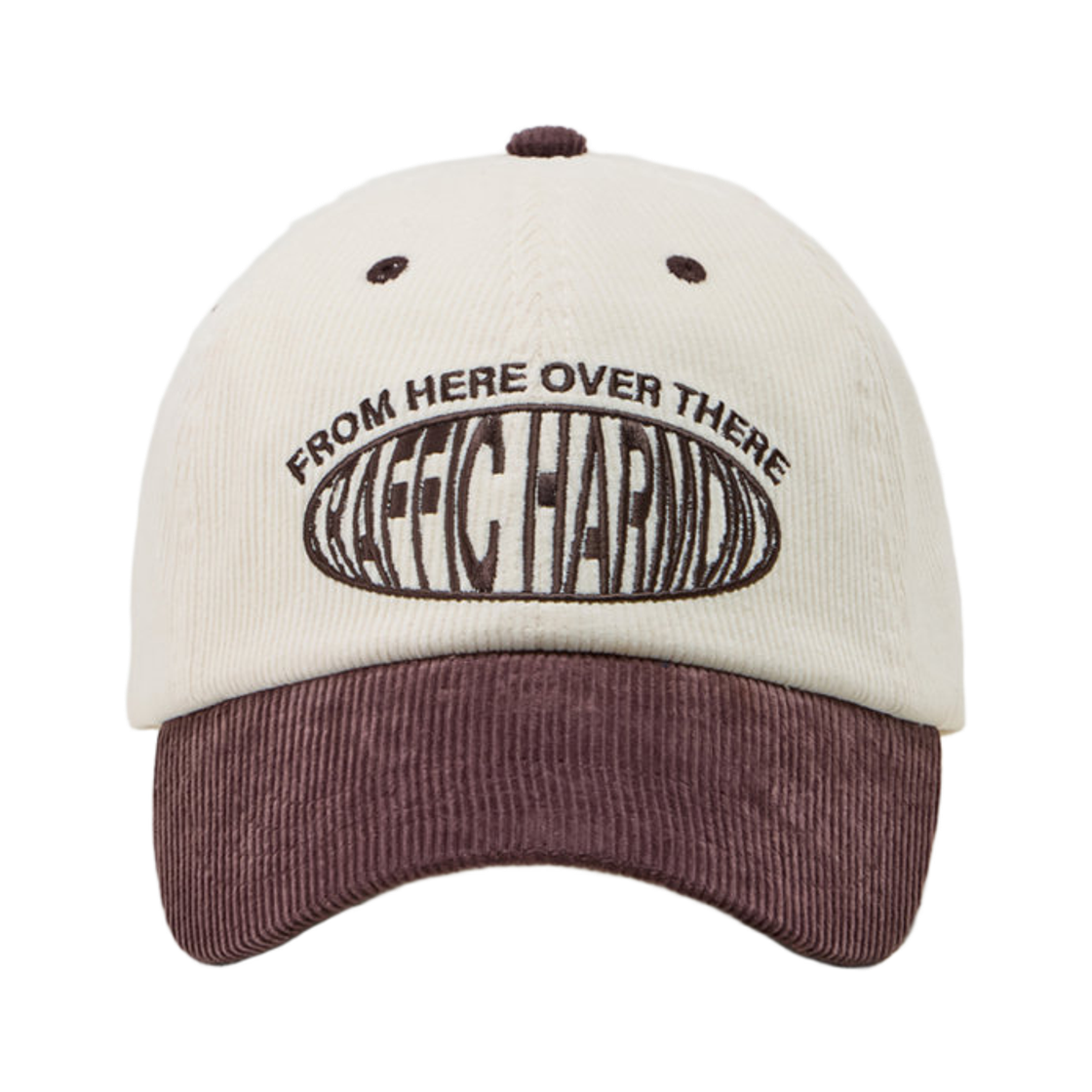 THUBC00456BRD Traffic Harmony Corduroy Round Logo Deep Fit Ball Cap Ivory & Brown