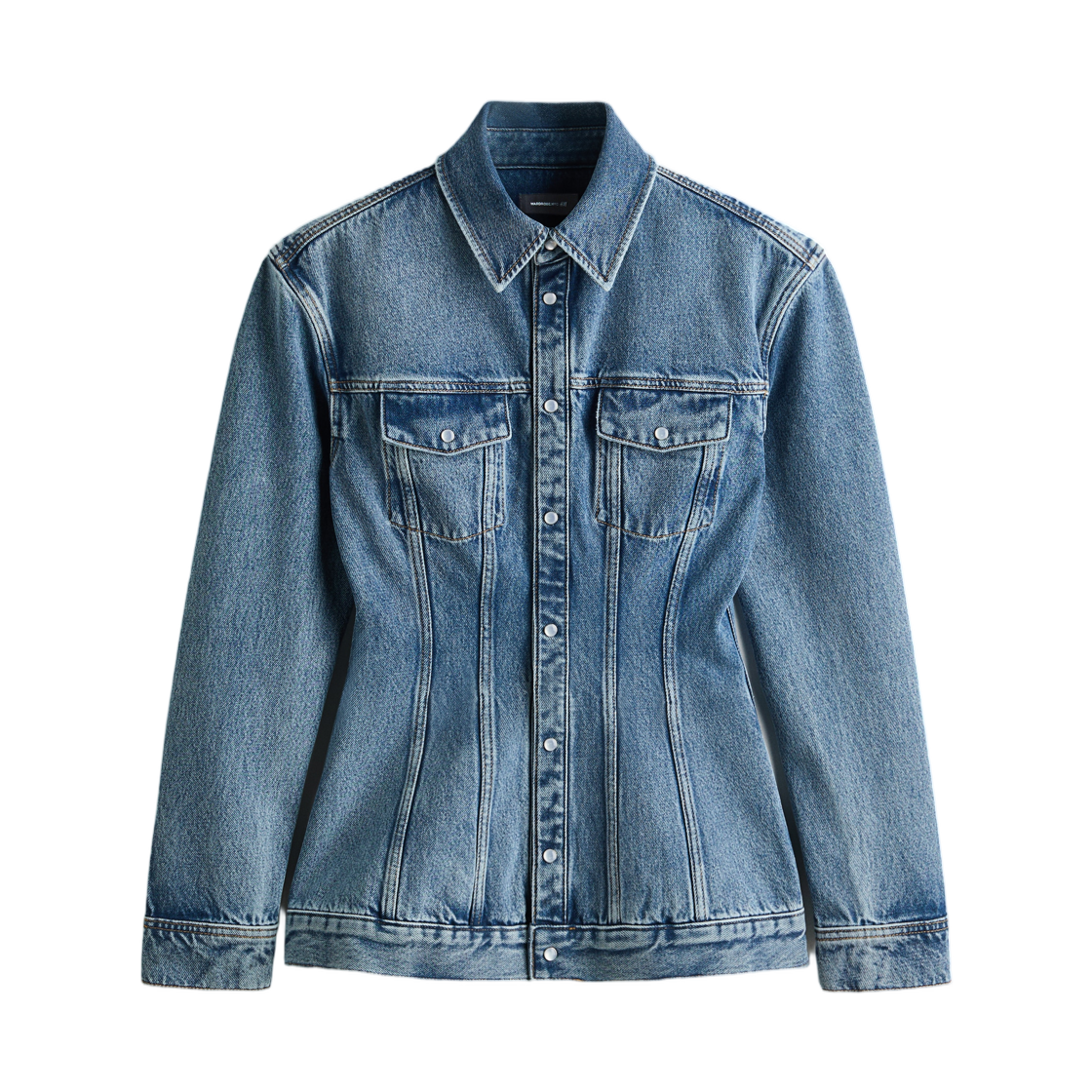 (W) 에이치앤엠 x 워드로브.NYC 데님 아워글래스 자켓 라이트 데님 블루((W) H&M x Wardrobe.NYC Denim Hourglass Jacket Light Denim Blue)