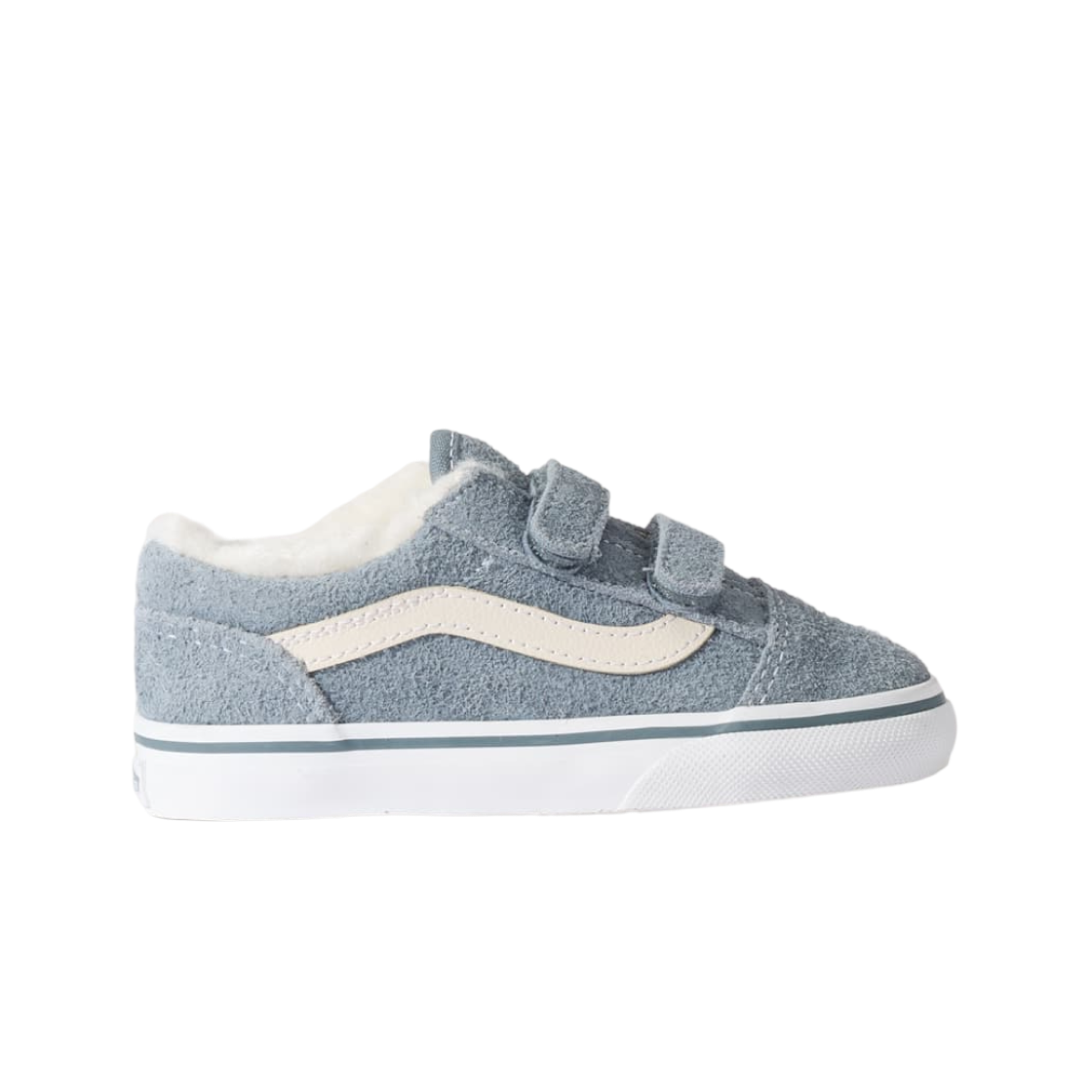 VN000CRWRV2 (TD) Vans Old Skool Velcro Suede Pile Fleece Blue
