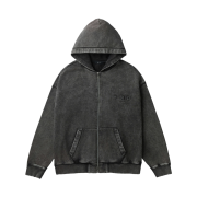 Iro Fugue Back Logo Artwork Dyeing Hood Zip-Up Dark Gray