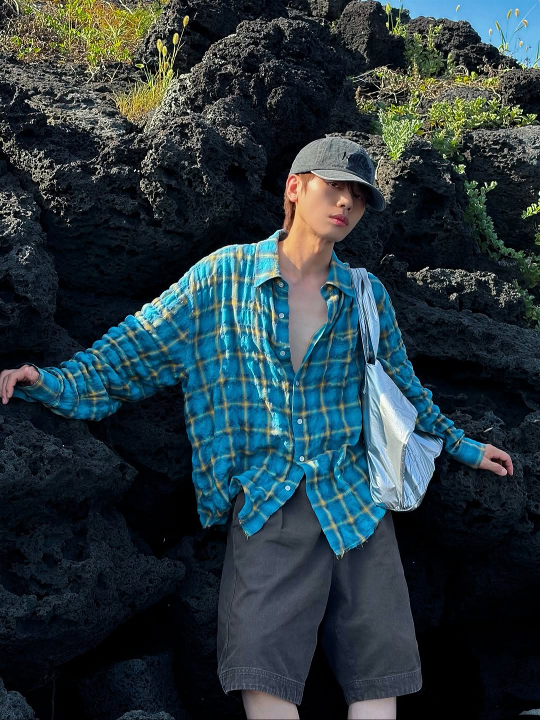 Knitted Palmtree Logo Ballcap Charcoal, Knitted Palmtree Logo Ballcap Khaki 착용 스타일 - 3