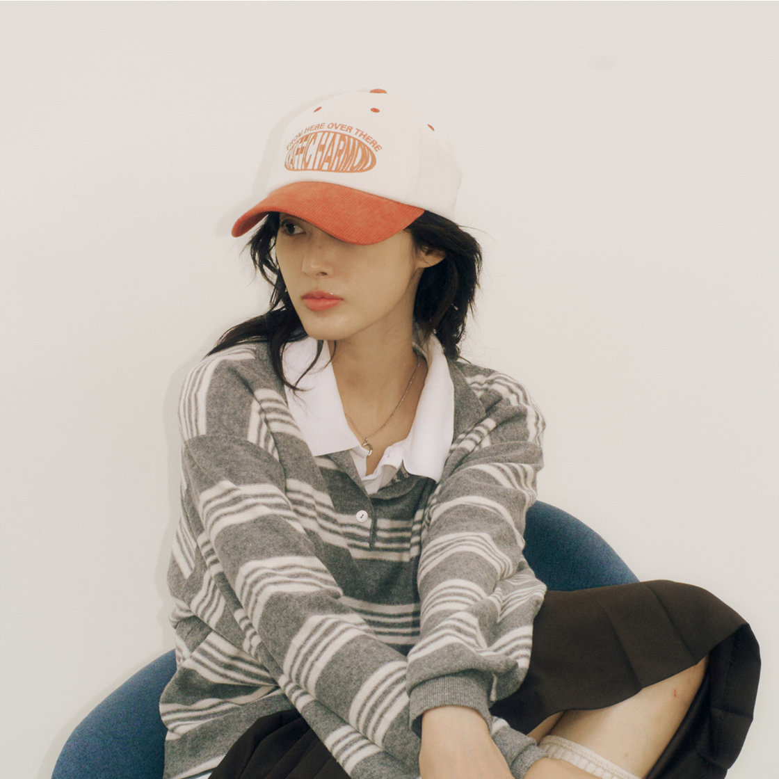 트래픽하모니 코듀로이 라운드 로고 딥핏 볼캡 아이보리&오렌지(Traffic Harmony Corduroy Round Logo Deep Fit Ball Cap Ivory & Orange) - 3