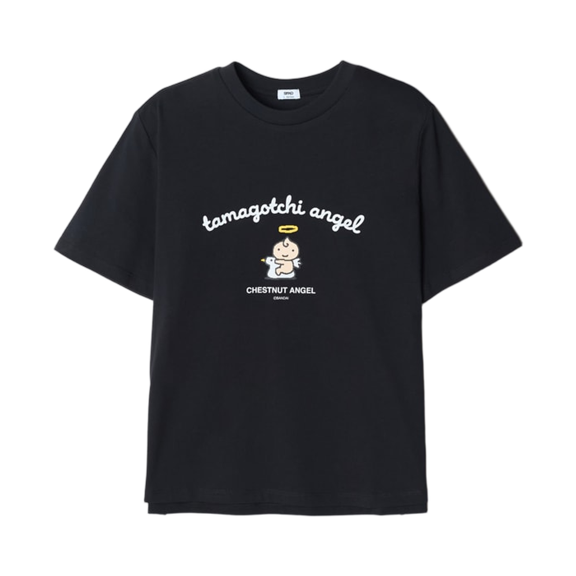 SPRLG37U23 Spao x Tamagotchi Angel Semi-Cropped Short Sleeve T-Shirt Black