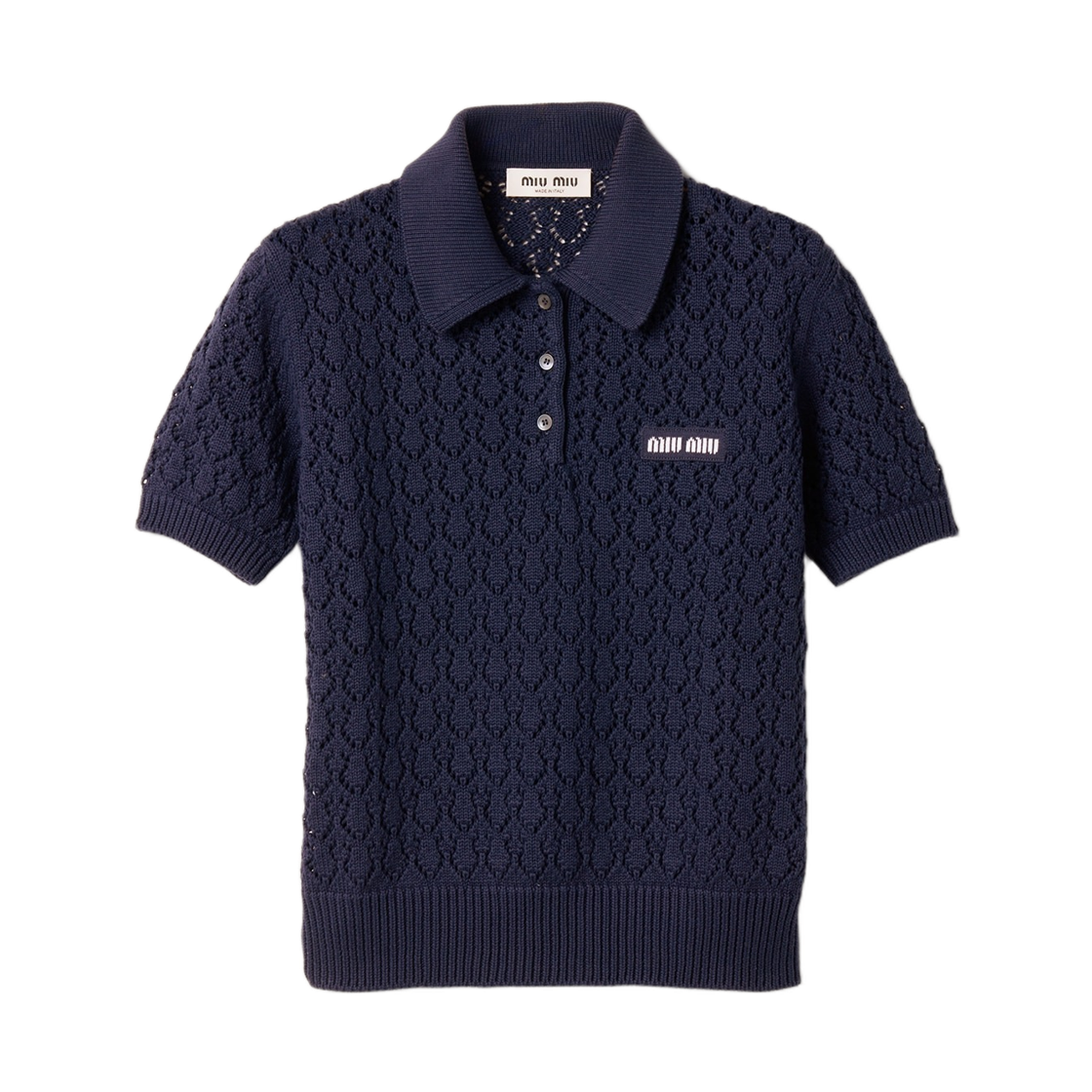 (W) 미우 미우 코튼 폴로 셔츠 블루((W) Miu Miu Cotton Polo Shirt Blue)