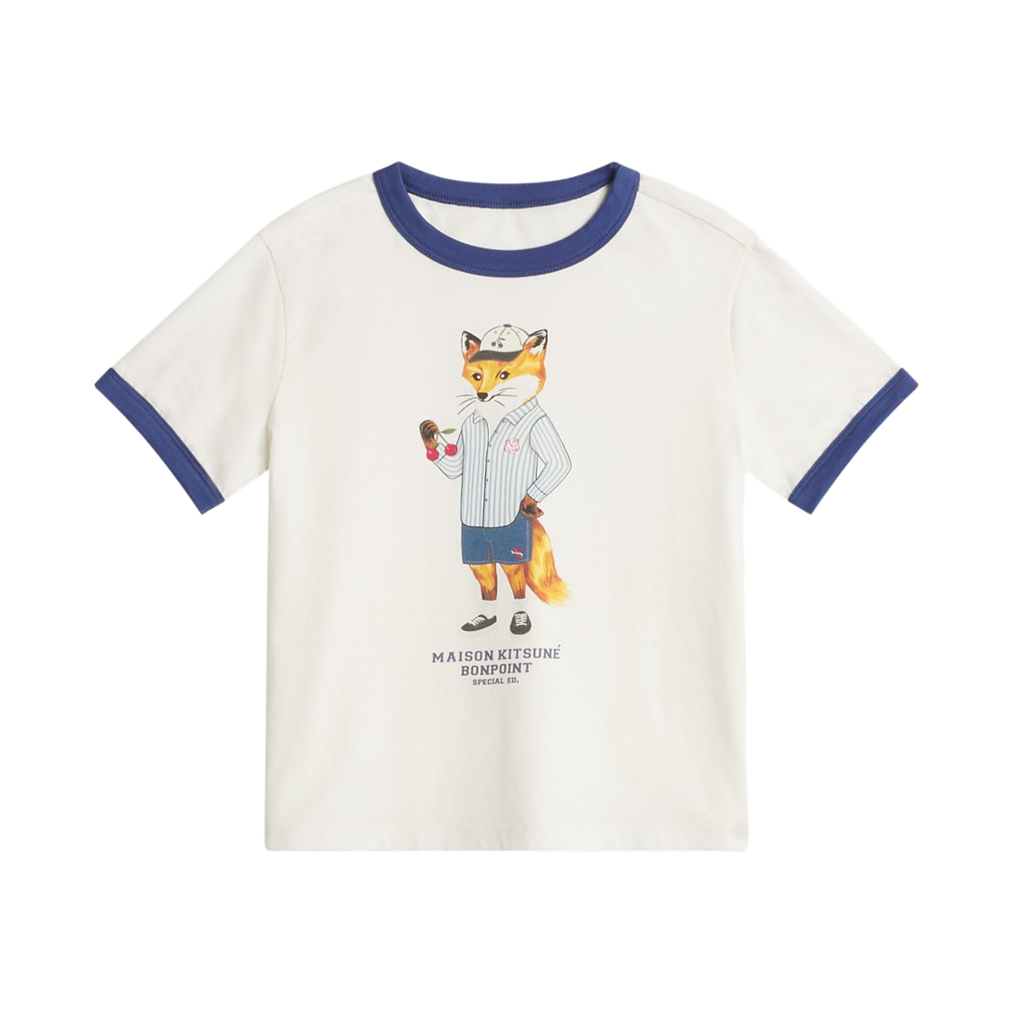 S06BTSK00022-0539 (Kids) Maison Kitsune x Bonpoint Akiva Comfort T-Shirt White Blossom Indigo