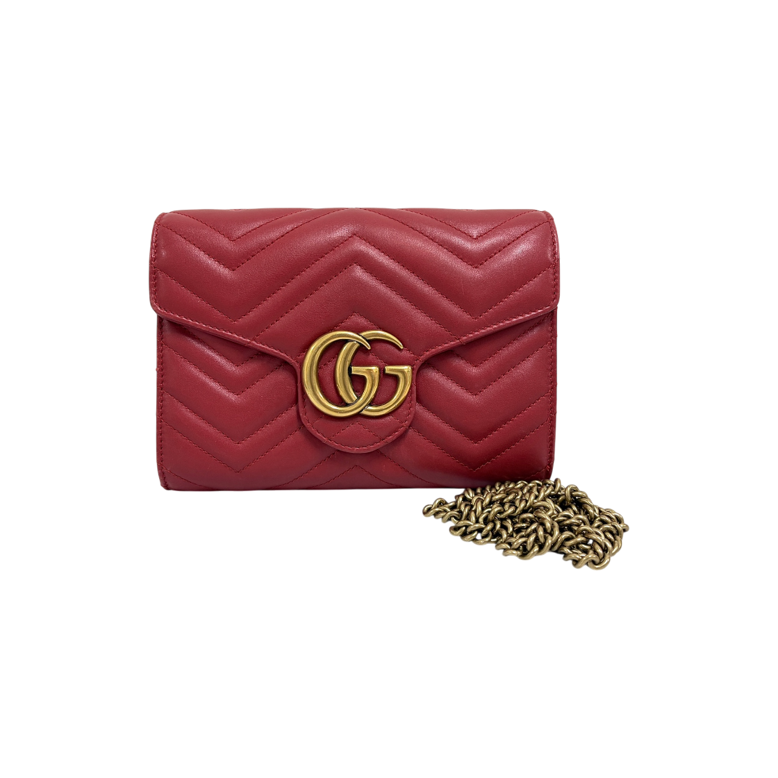 IT5BVWVL4BIP Gucci Matelasse GG Marmont Chain Crossbody Bag Red 474575