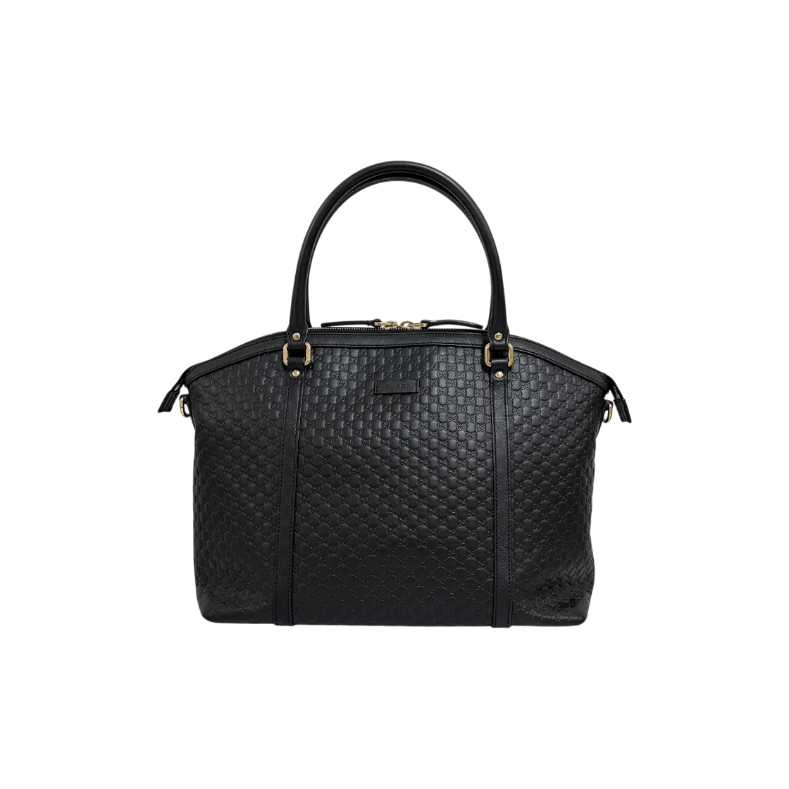 ITF337PUPLQT Gucci Microshima Leather Tote Shoulder Bag Black 449657