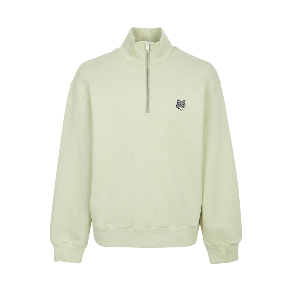 PM00305KM0341-P129 Maison Kitsune Fox Head Comfort Half Zip Sweatshirt Stone Beige