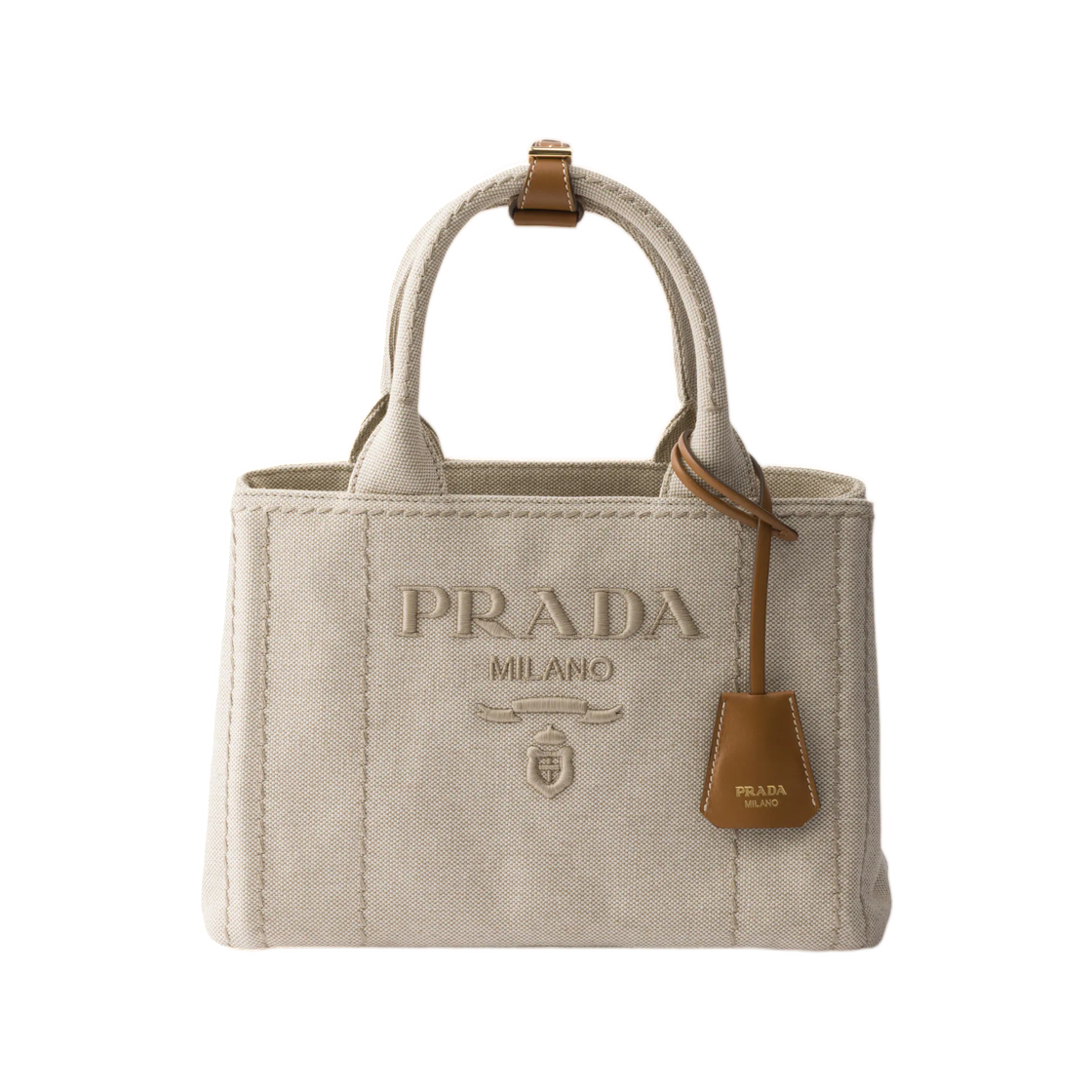 1BG464-RCYA-F0018 Prada Jardiniere Small Cotton Canvas Bag Natural