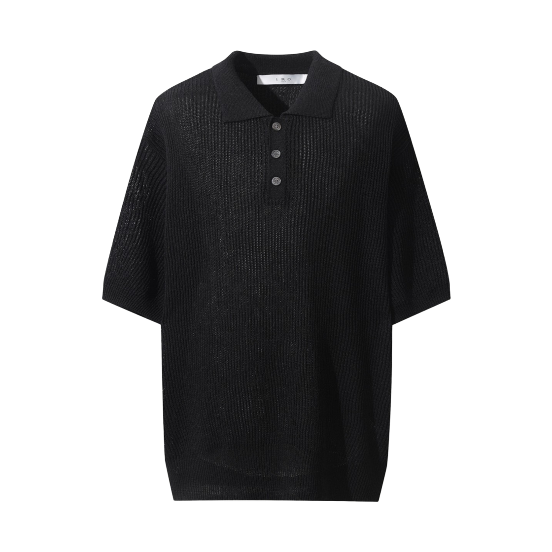 이로 룸 쿨터치 반팔 카라 니트 블랙(Iro Loom Cool Touch Short Sleeve Collar Knit Black) - 2