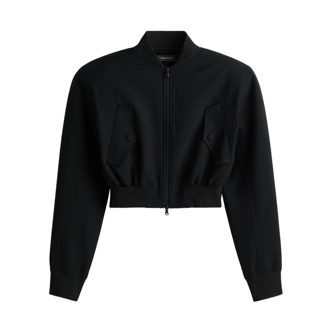 (W) 에이치앤엠 x 워드로브.NYC 크롭 울 봄버 자켓 블랙((W) H&M x Wardrobe.NYC Cropped Wool Bomber Jacket Black)