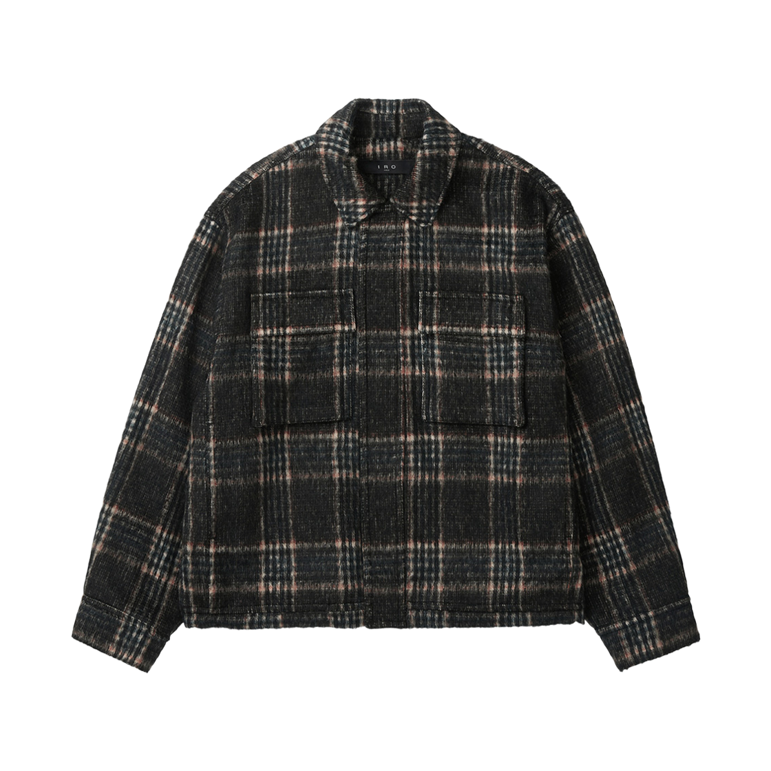 이로 라뷔르 울 체크 빅포켓 블루종 블랙 패턴(Iro Ravure Wool Check Big Pocket Blouson Black Pattern) - 1