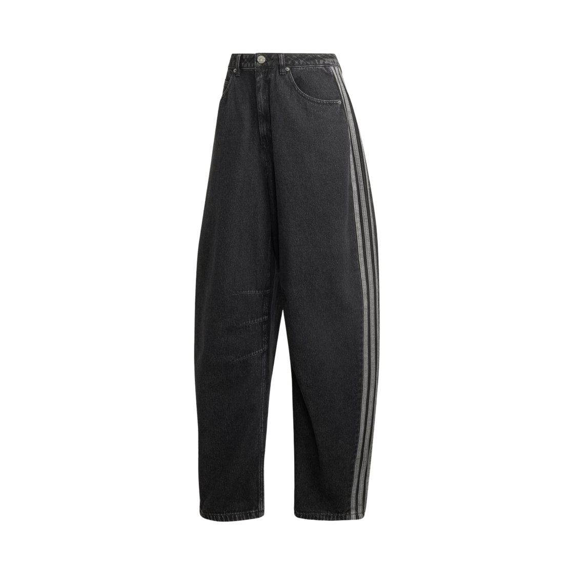 KQ6474 (W) Adidas High-Rise Barrel Leg Denim Pants True Black Denim - KR Sizing