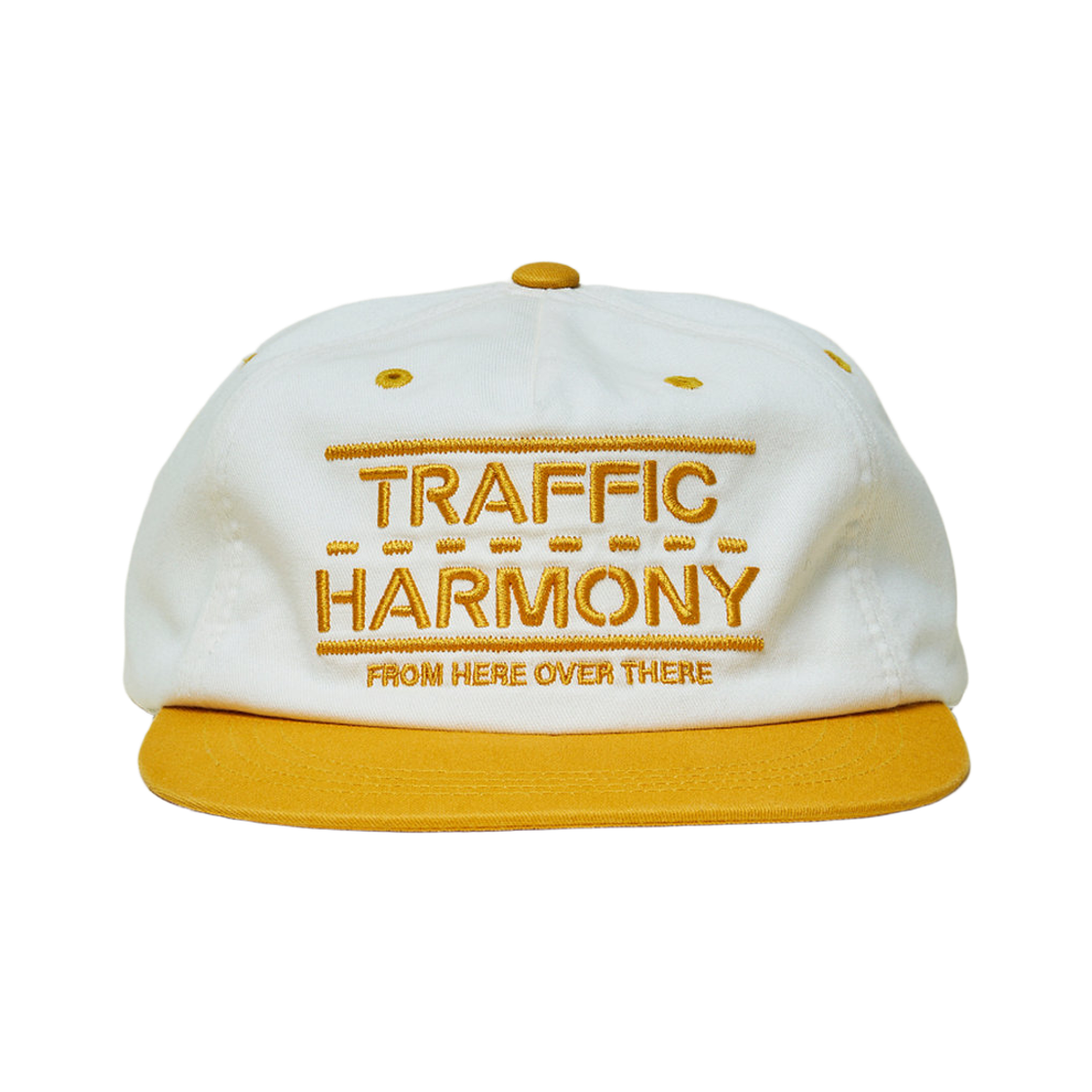 THUTH00651ORL Traffic Harmony Traffic Lane Logo Trucker Hat Ivory & Yellow