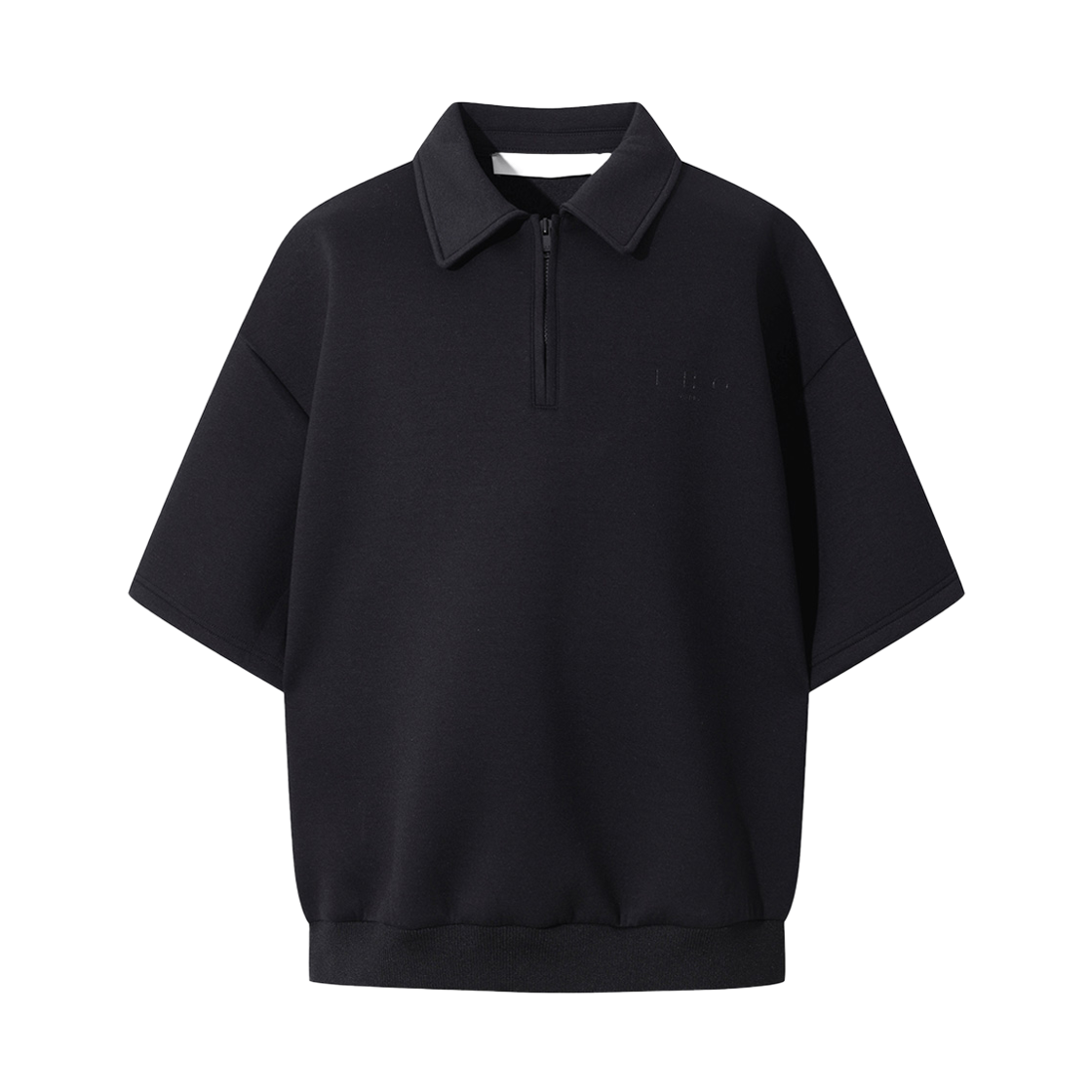 이로 데탕트 오버핏 하프집업 반팔 티셔츠 블랙(Iro Detente Oversized Half-Zip Short Sleeve T-Shirt Black) - 1