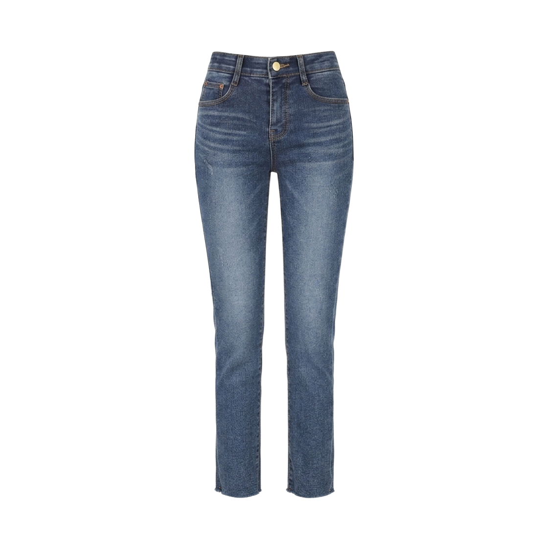 GW9207 GCLIP Double-Layered Fleece Secret Banding Cut Hem Stretch Jeans