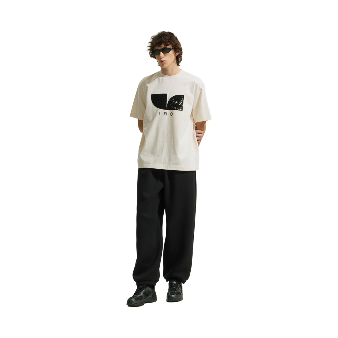 이로 세인트 밴딩 배색 와이드 조거 팬츠 블랙(Iro Saint Color-Block Banding Wide Jogger Pants Black) - 4