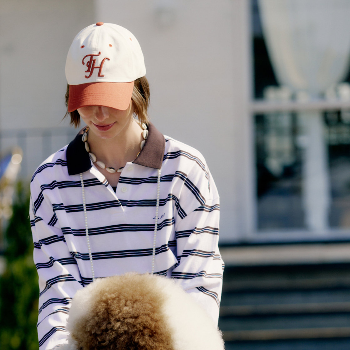트래픽하모니 TH 로고 로우핏 볼캡 아이보리&오렌지(Traffic Harmony TH Logo Low Fit Ball Cap Ivory & Orange) - 2