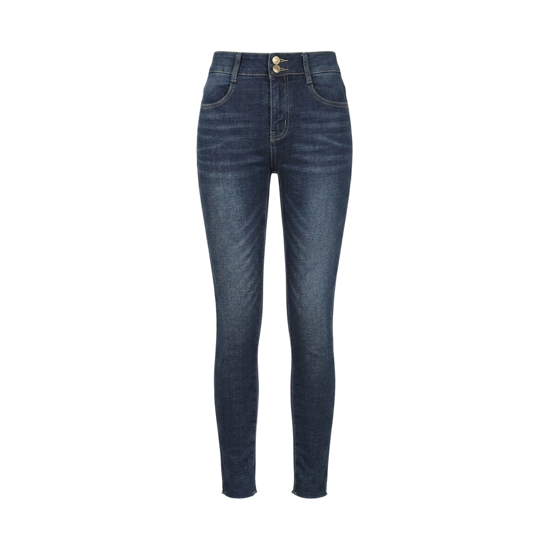 GW5502 GCLIP Fleece-Lined Two-Button Secret Banding Stretch Skinny Jeans