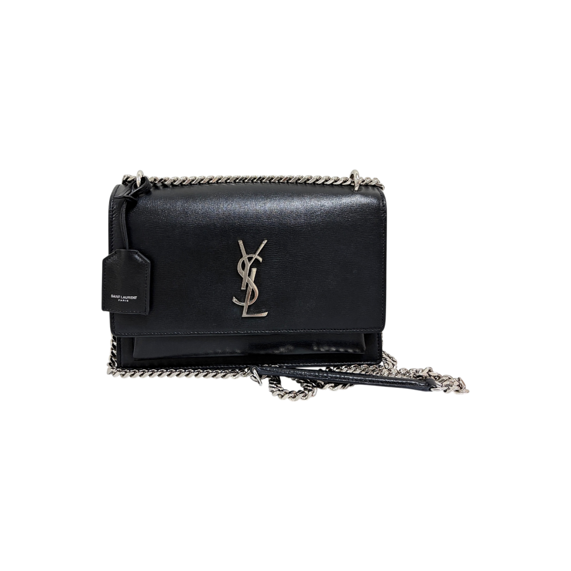 ITC5QC9TAU4D Saint Laurent Sunset Medium Chain Shoulder Bag Black 442906