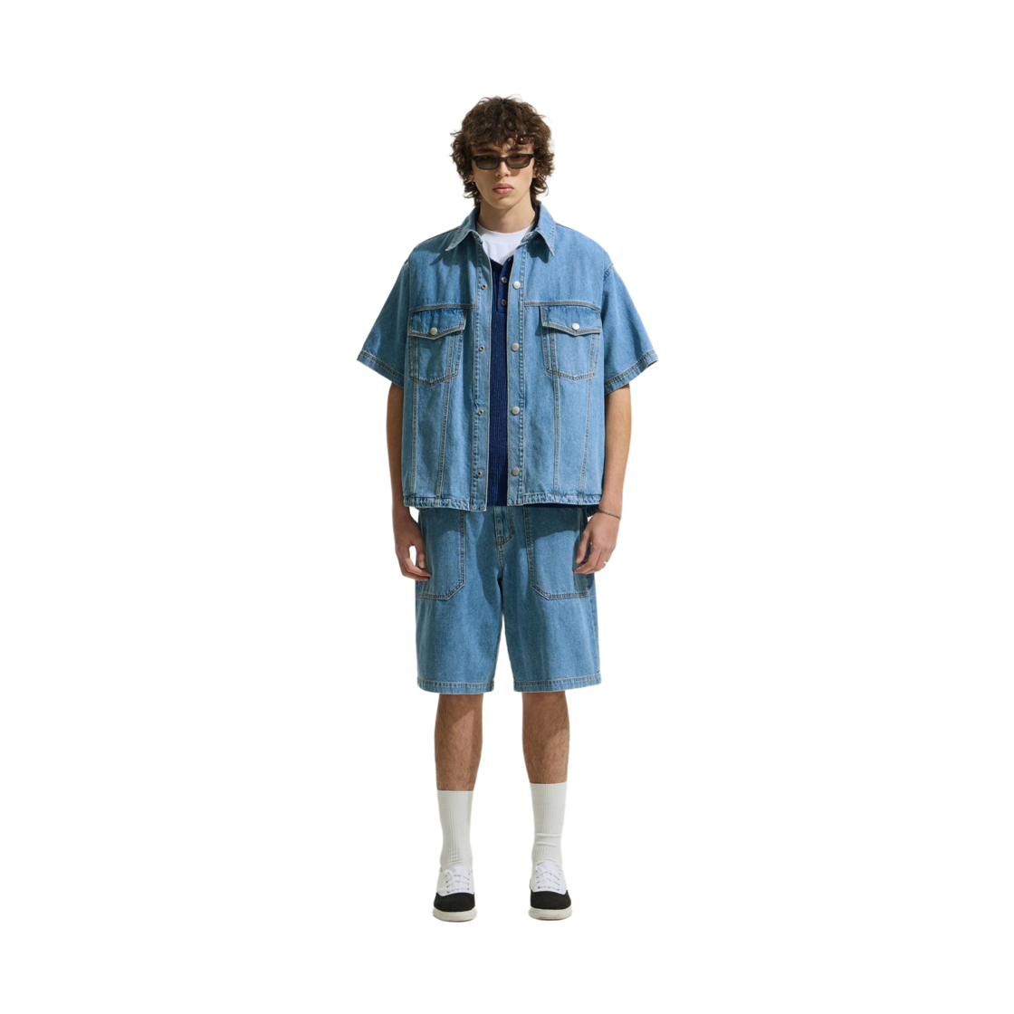 이로 리바주 데님 반팔 트러커 셔츠 라이트 블루(Iro Rivage Denim Short Sleeve Trucker Shirt Light Blue) - 2