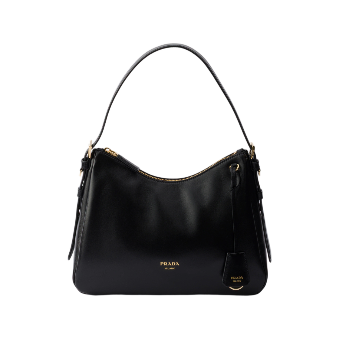 1BC301-2ZRN-F0002 Prada Aimee Medium Leather Shoulder Bag Black