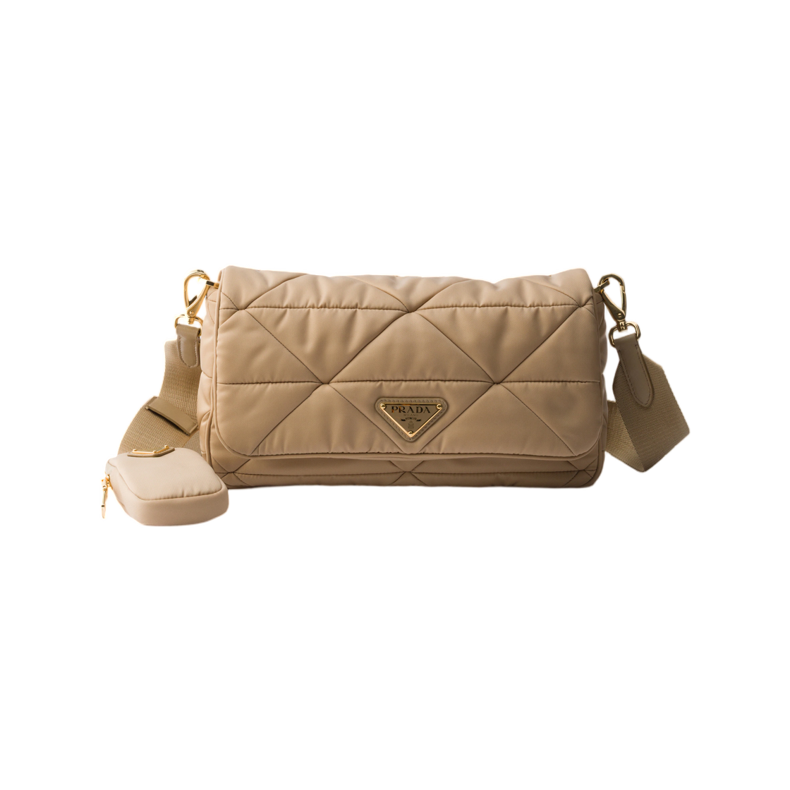 1BD290-RDJN-F0Y8C Prada Padded Re-Nylon Shoulder Bag Camel
