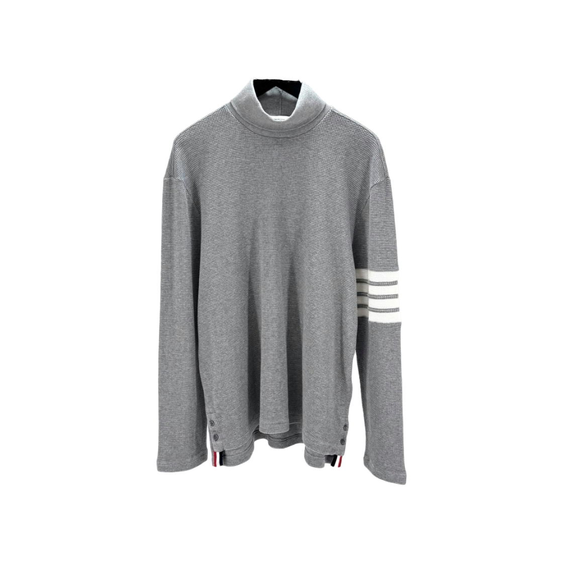 톰브라운 사선완장 터틀넥 와플 니트 그레이 (MJS106A)(Thom Browne Diagonal Armband Turtleneck Waffle Knit Gray MJS106A)