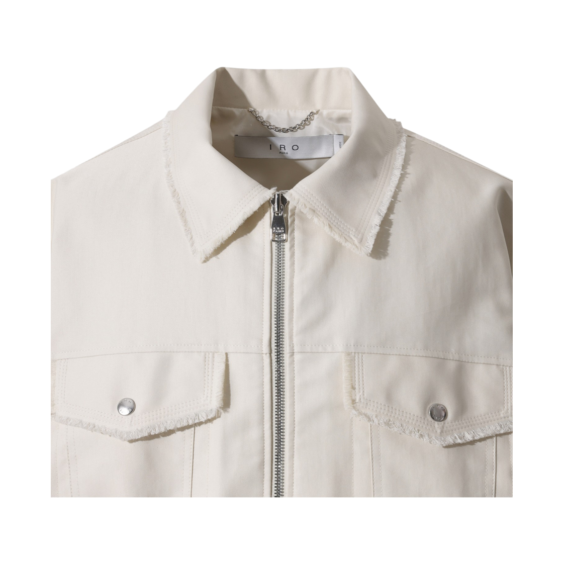 이로 에클라 데끼 짚업 카라 자켓 아이보리(Iro Eclat Raw Edge Zip-Up Collar Jacket Ivory) - 4