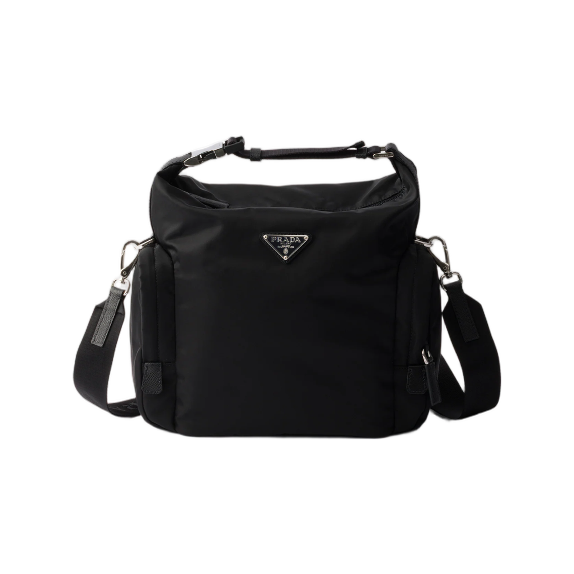 2VH212-2DMG-F0002 Prada Re-Nylon and Saffiano Leather Shoulder Bag Black