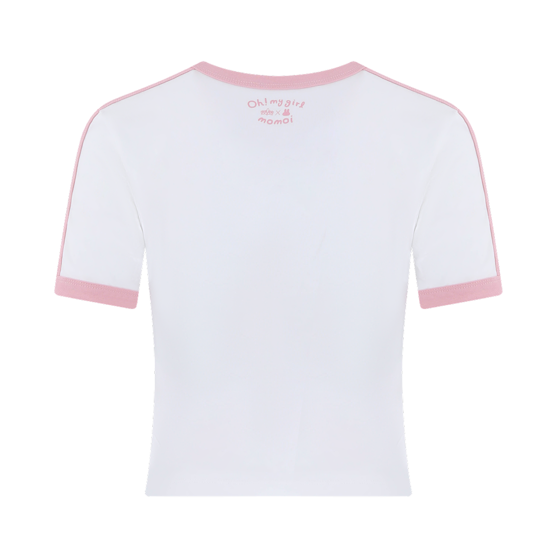 오마이걸 x 모모이 배색 크롭반팔 핑크(Oh! my girl x momoi Color Crop Short Sleeve Pink) - 2