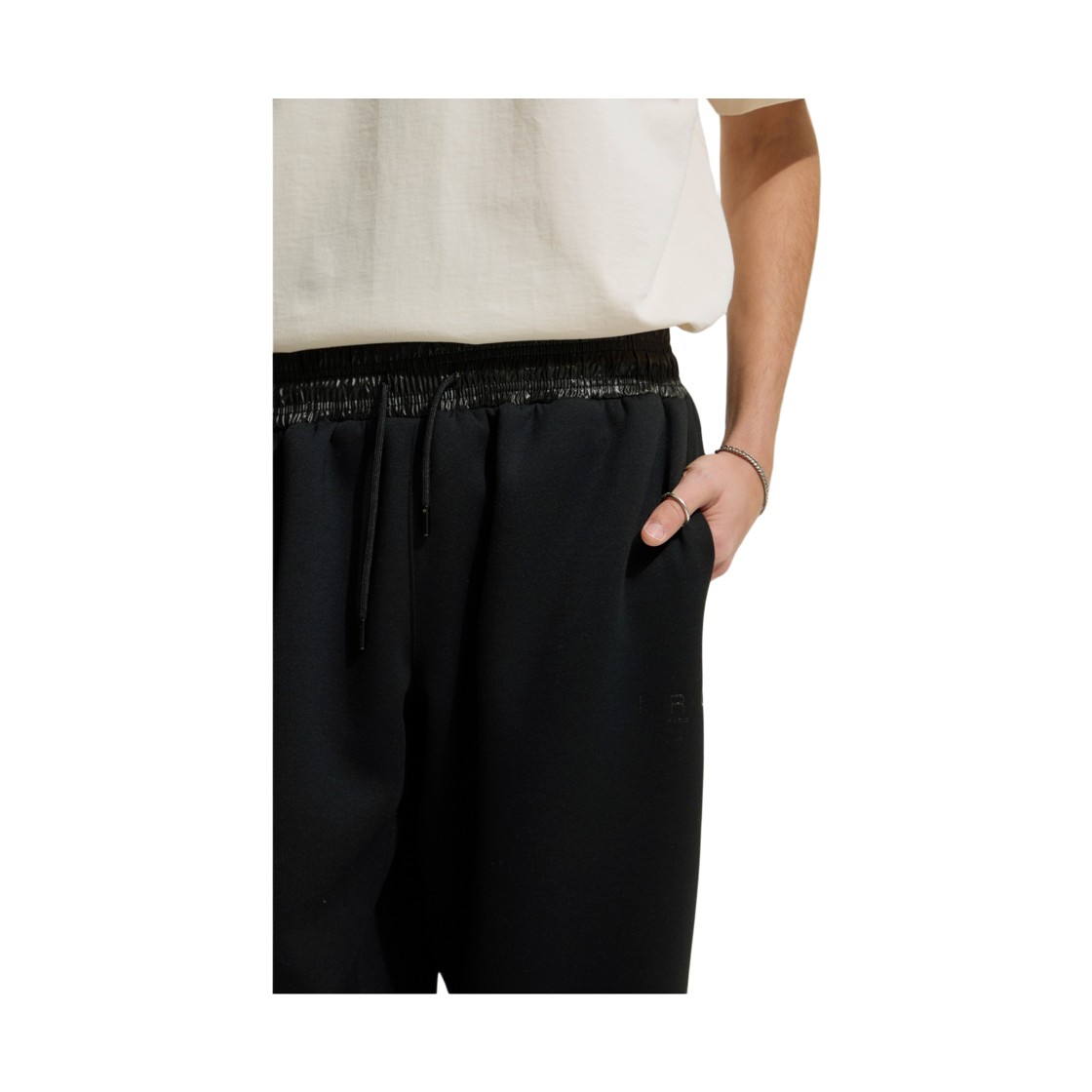 이로 세인트 밴딩 배색 와이드 조거 팬츠 블랙(Iro Saint Color-Block Banding Wide Jogger Pants Black) - 3