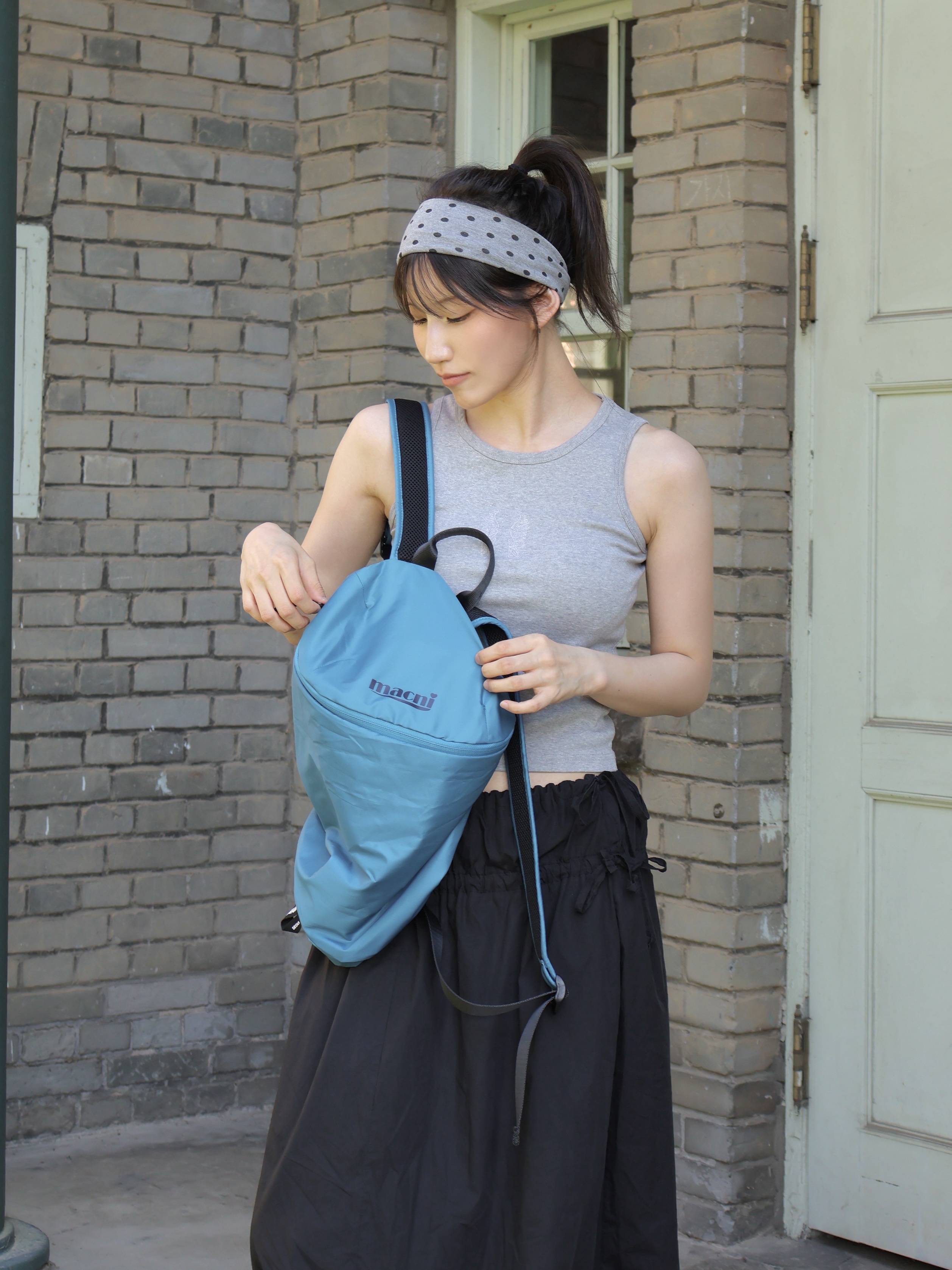MACNI Cloud Backpack Emerald 착용 스타일 - 3
