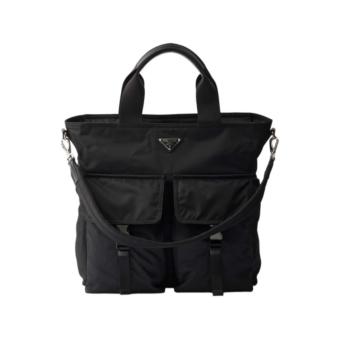 2VG138-2DW3-F0002 Prada Explore Re-Nylon and Leather Tote Bag Black