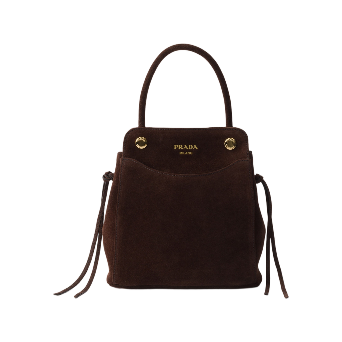 1BA496-2C4S-F0003 Prada Carry Mini Suede Handbag Dark Brown