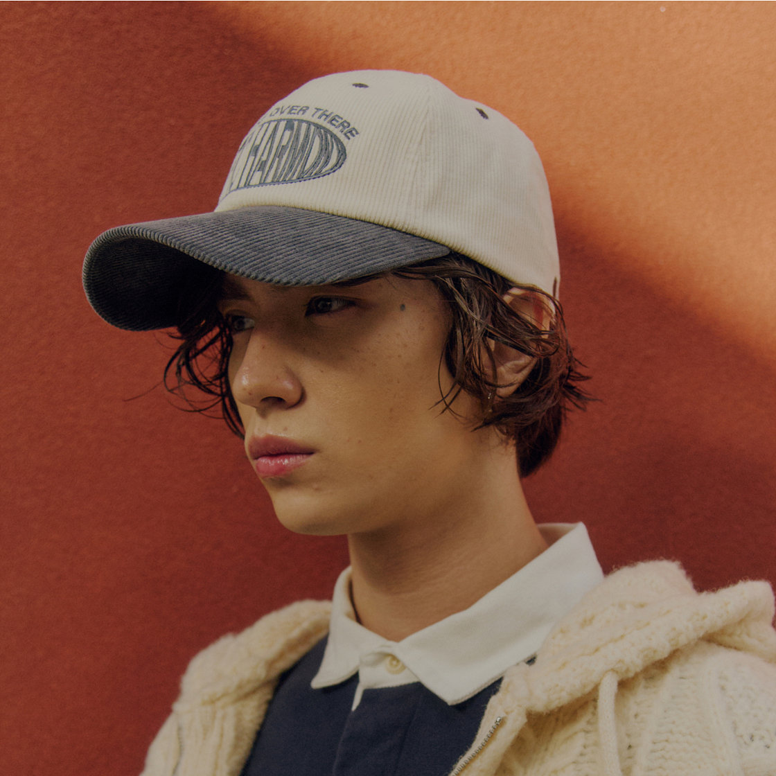 트래픽하모니 코듀로이 라운드 로고 딥핏 볼캡 아이보리&그레이(Traffic Harmony Corduroy Round Logo Deep Fit Ball Cap Ivory & Grey) - 5