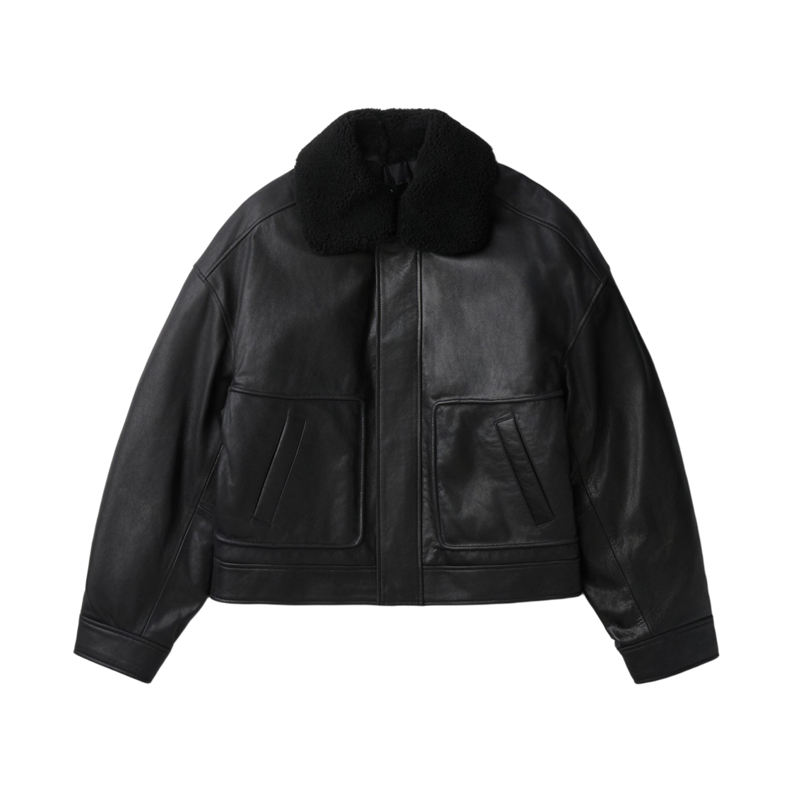 이로 오렌세 양가죽 카라 탈부착 항공 점퍼 블랙(Iro Orense Detachable Lambskin Collar Ma-1 Bomber Jacket Black) - 2