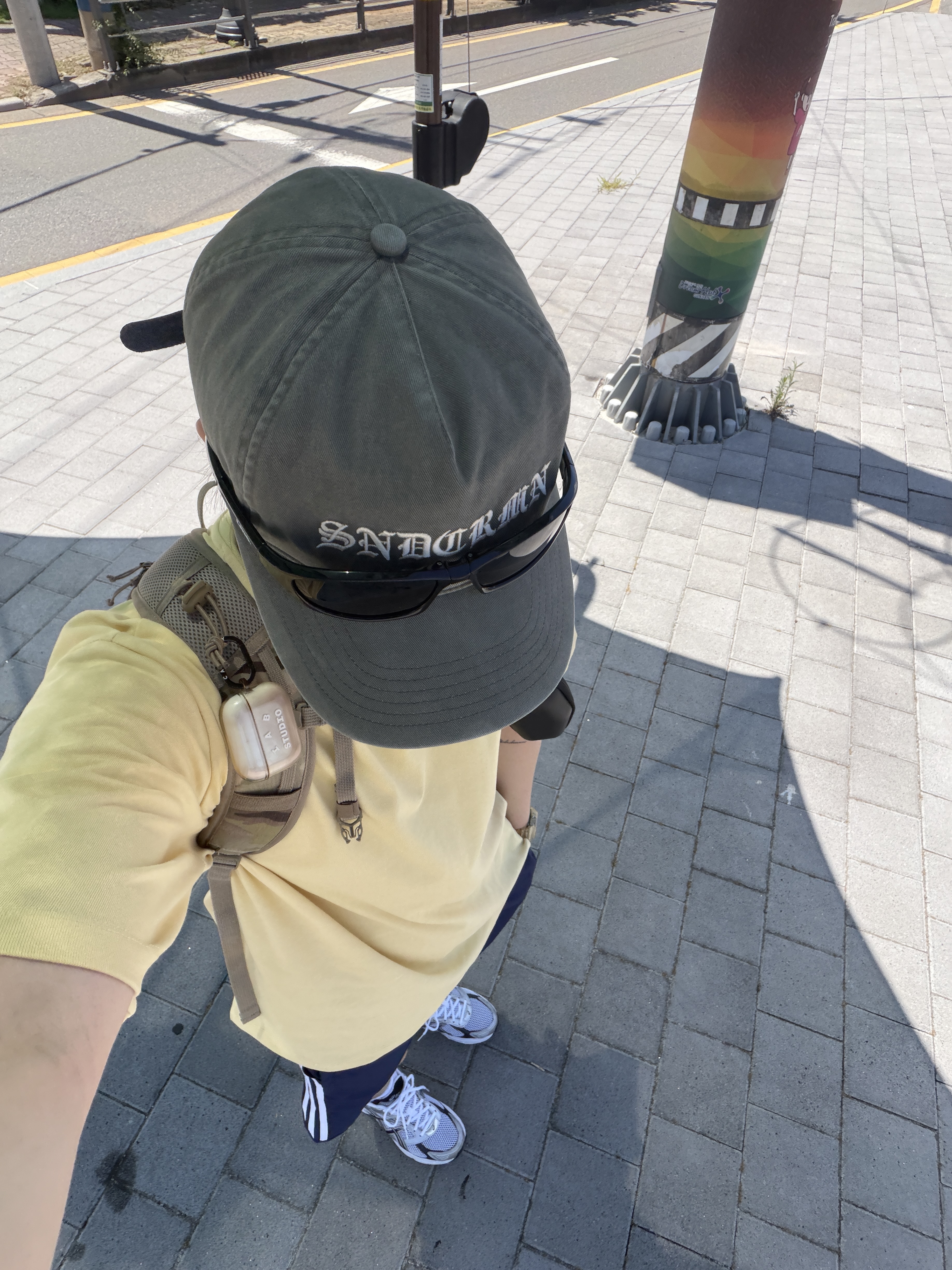 Sunday Ceremony Washed Gothic Logo Cap - Khaki Grey, Asics Gel-1130 White Black 착용 스타일 - 1