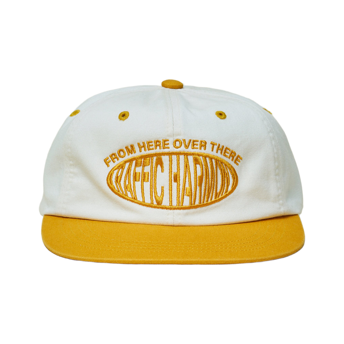 THUTH00551ORL Traffic Harmony Round Logo Trucker Hat Ivory & Yellow